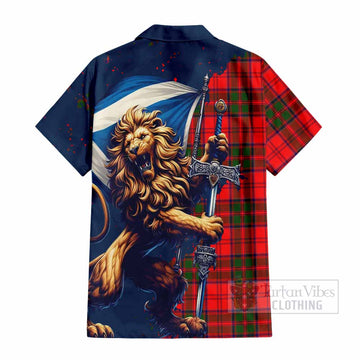 Heron Tartan Family Crest Hawaiian Shirt with Scottish Majestic Lion - Tartan Vibes Clothing