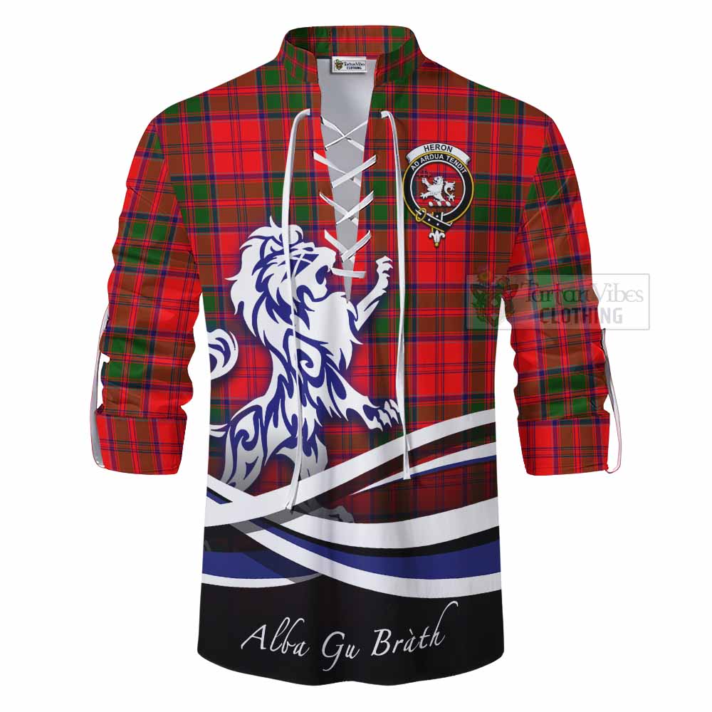 Heron Tartan Ghillie Kilt Shirt with Alba Gu Brath Regal Lion Emblem - Tartan Vibes Clothing