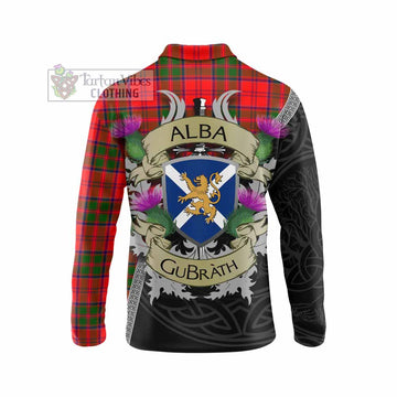 Heron Tartan Family Crest Long Sleeve Polo Shirt Lion Rampant Royal Thistle Shield Celtic Inspired - Tartan Vibes Clothing