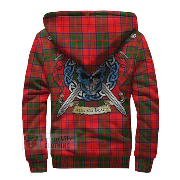 Heron Tartan Sherpa Hoodie with Family Crest Celtic Skull Style - Tartan Vibes Clothing