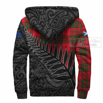 Heron Crest Tartan Sherpa Hoodie with New Zealand Silver Fern Half Style - Tartan Vibes Clothing