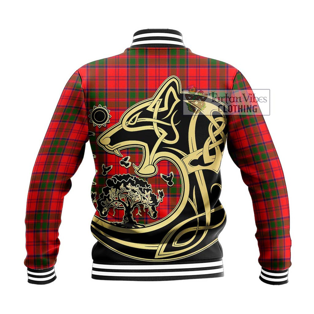 Heron Tartan Baseball Jacket with Family Crest Celtic Wolf Style - Tartan Vibes Clothing