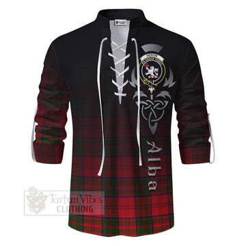 Heron Tartan Ghillie Kilt Shirt Featuring Alba Gu Brath Family Crest Celtic Inspired - Tartan Vibes Clothing