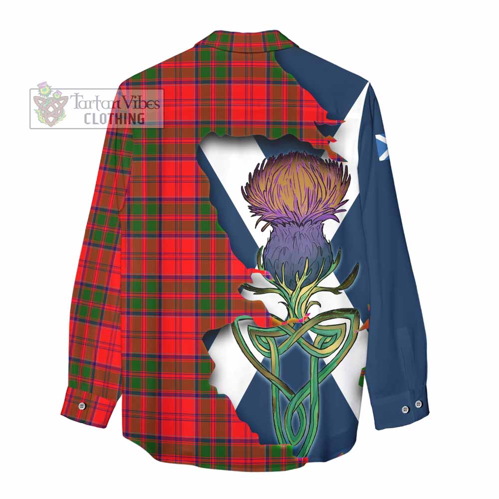 Tartan Vibes Clothing Heron Tartan Family Crest Women's Casual Shirt Scottish Thistle Celtic Inspired