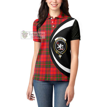 Heron Tartan Women's Polo Shirt with Family Crest Circle Style - Tartan Vibes Clothing