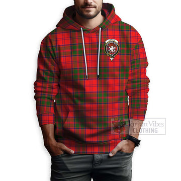 Heron Tartan Hoodie with Family Crest and Bearded Skull Holding Bottles of Whiskey - Tartan Vibes Clothing