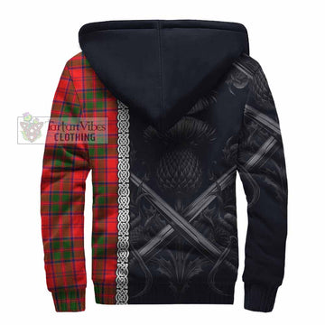 Heron Tartan Sherpa Hoodie with Family Crest Cross Sword Thistle Celtic Vibes - Tartan Vibes Clothing