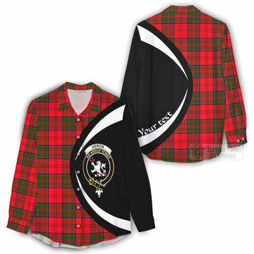 Heron Tartan Women's Casual Shirt with Family Crest Circle Style - Tartan Vibes Clothing
