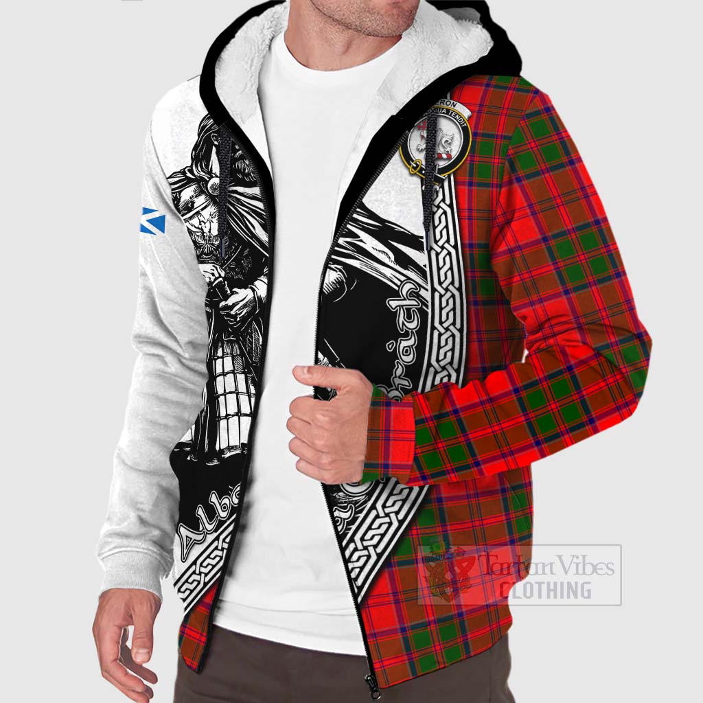 Heron Tartan Clan Crest Sherpa Hoodie with Highlander Warrior Celtic Style Unisex - Tartan Vibes Clothing