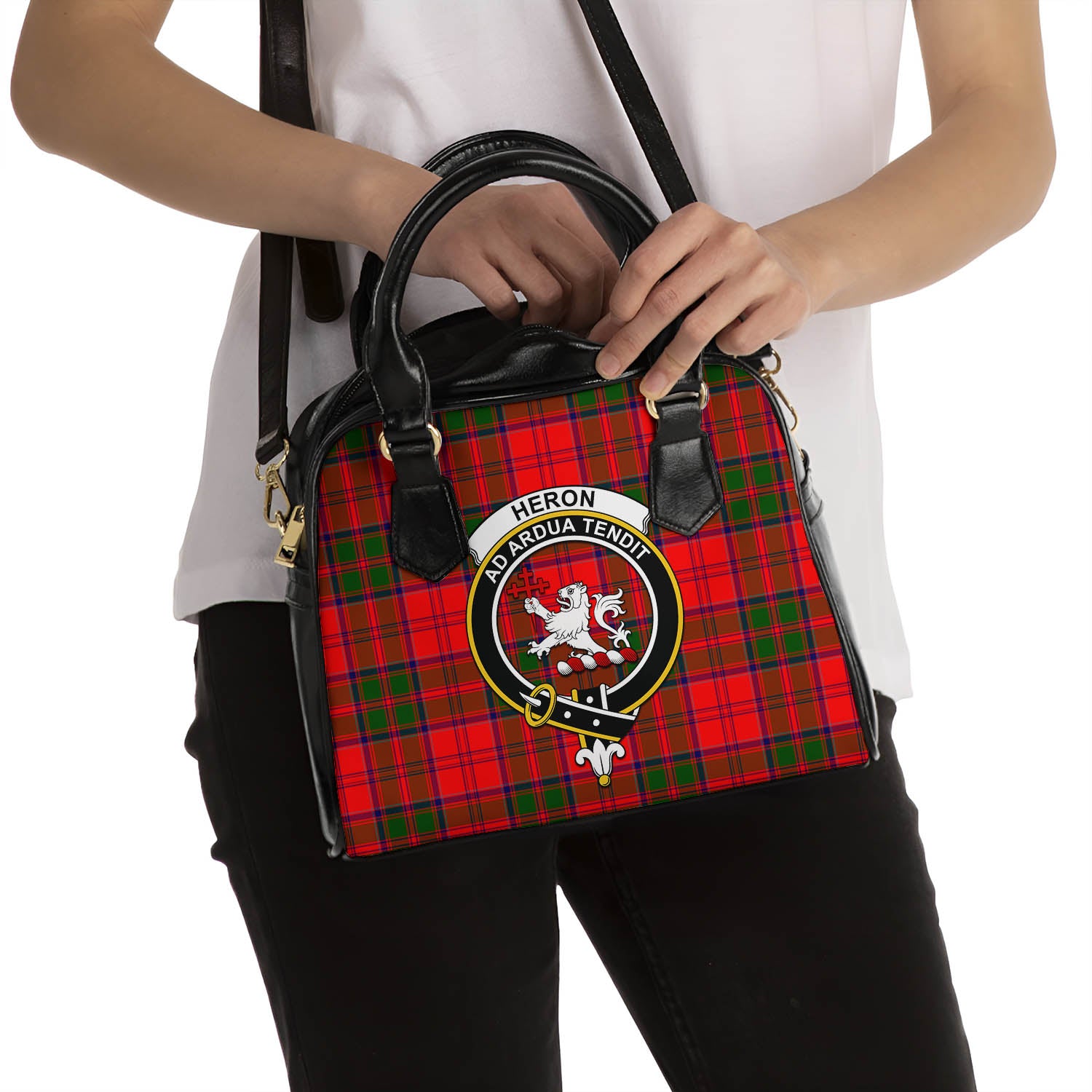 Heron Tartan Shoulder Handbags with Family Crest - Tartan Vibes Clothing