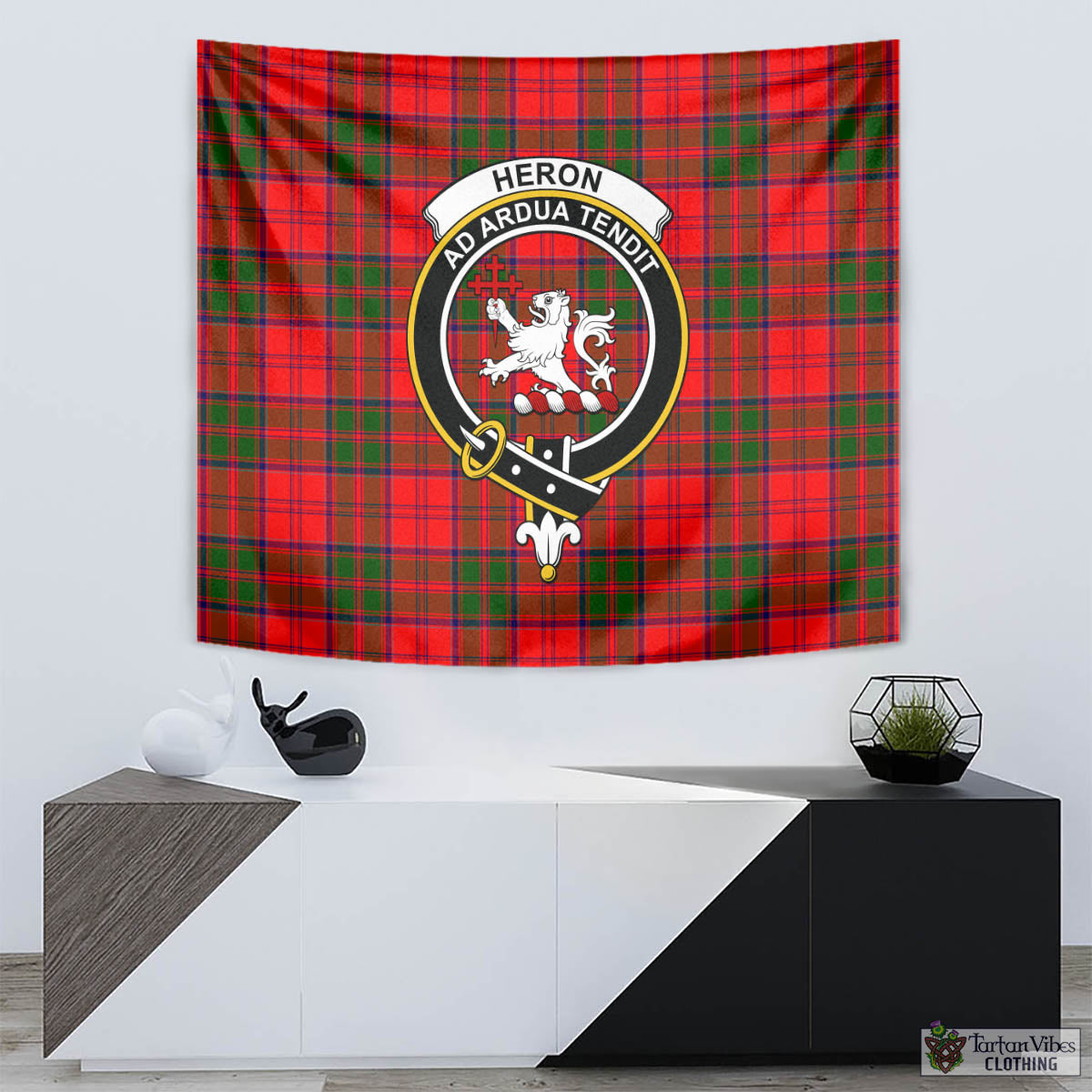 Heron Tartan Tapestry Wall Hanging and Home Decor for Room with Family Crest - Tartan Vibes Clothing