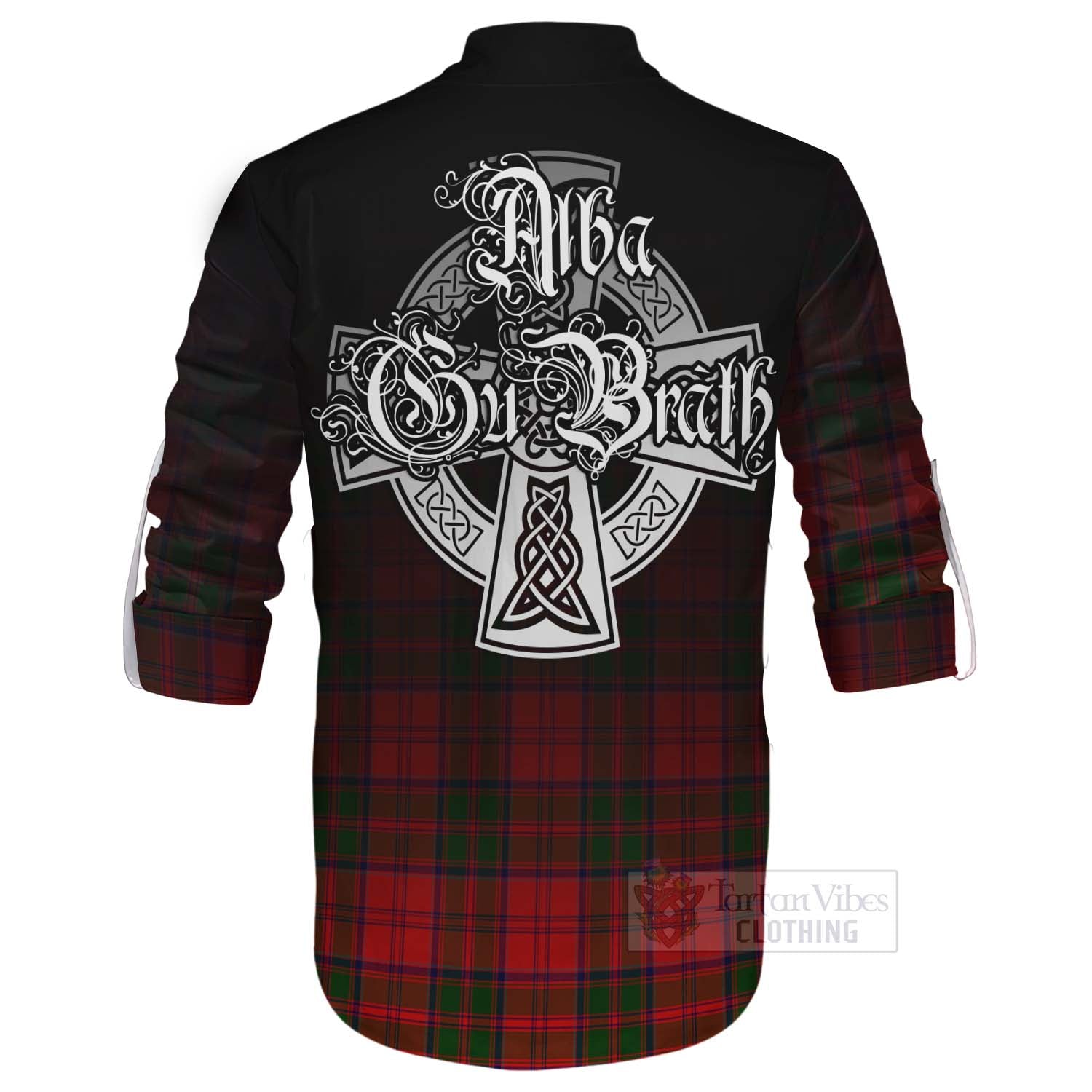 Heron Tartan Ghillie Kilt Shirt Featuring Alba Gu Brath Family Crest Celtic Inspired - Tartan Vibes Clothing
