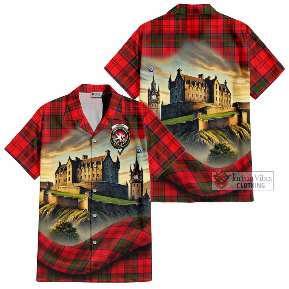 Heron Tartan Family Crest Hawaiian Shirt with Scottish Ancient Castle Style - Tartan Vibes Clothing