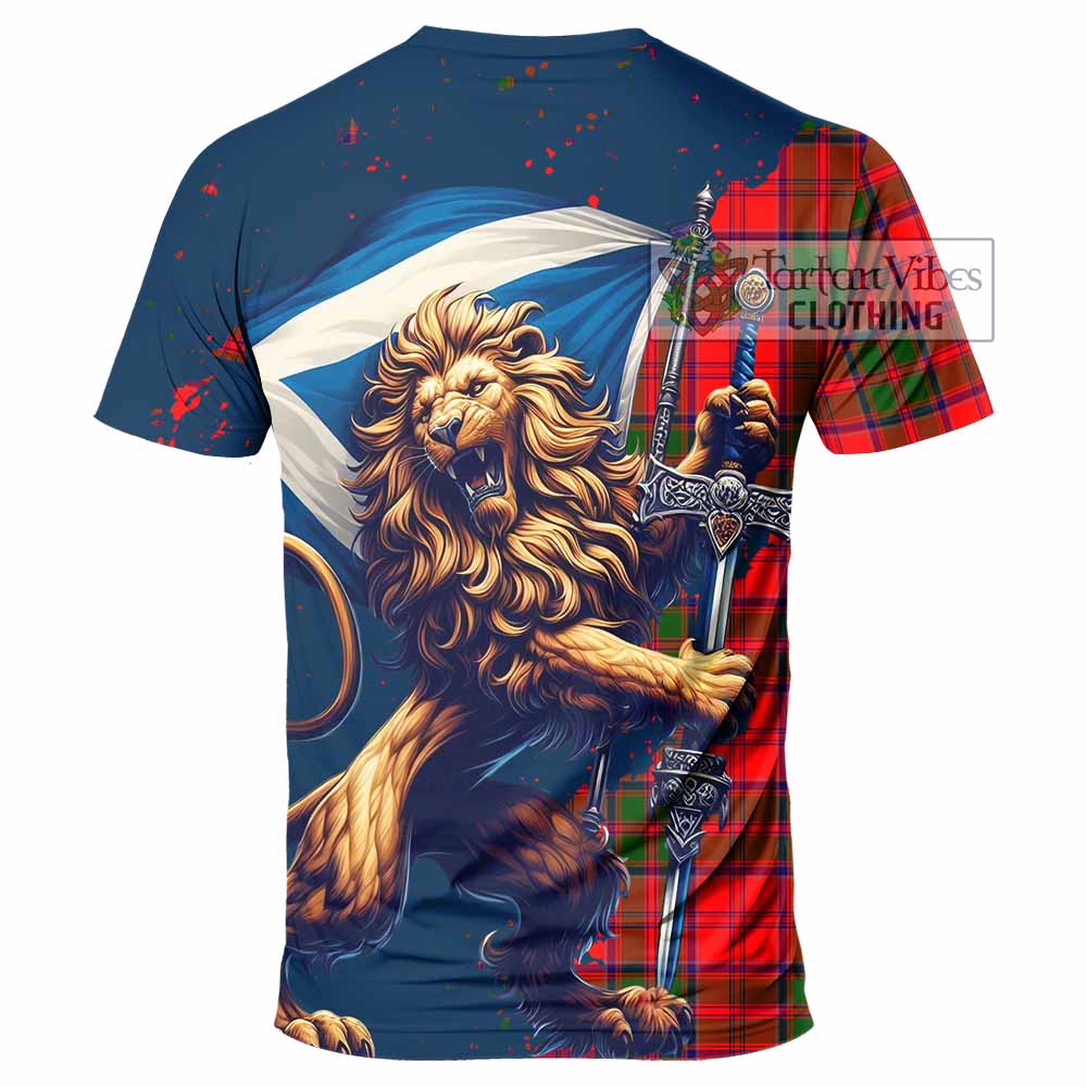 Heron Tartan Family Crest T-Shirt with Scottish Majestic Lion - Tartan Vibes Clothing