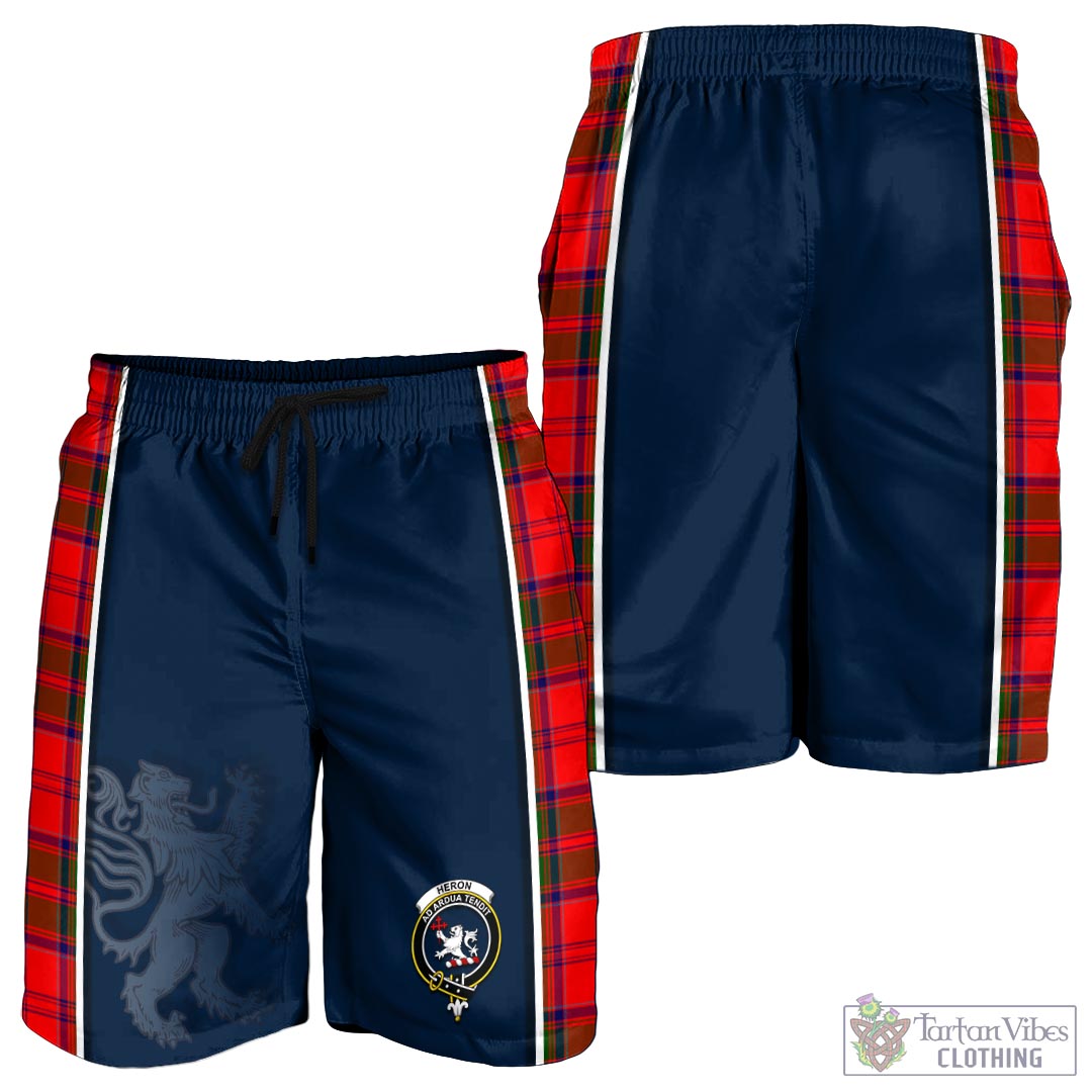 Tartan Vibes Clothing Heron Tartan Men's Shorts with Family Crest and Lion Rampant Vibes Sport Style