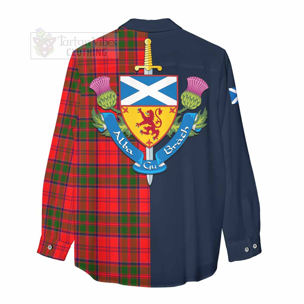 Heron Tartan Women's Casual Shirt Alba with Scottish Lion Royal Arm Half Style - Tartan Vibes Clothing