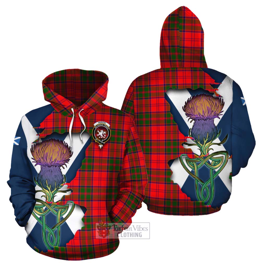 Tartan Vibes Clothing Heron Tartan Family Crest Cotton Hoodie Scottish Thistle Celtic Inspired