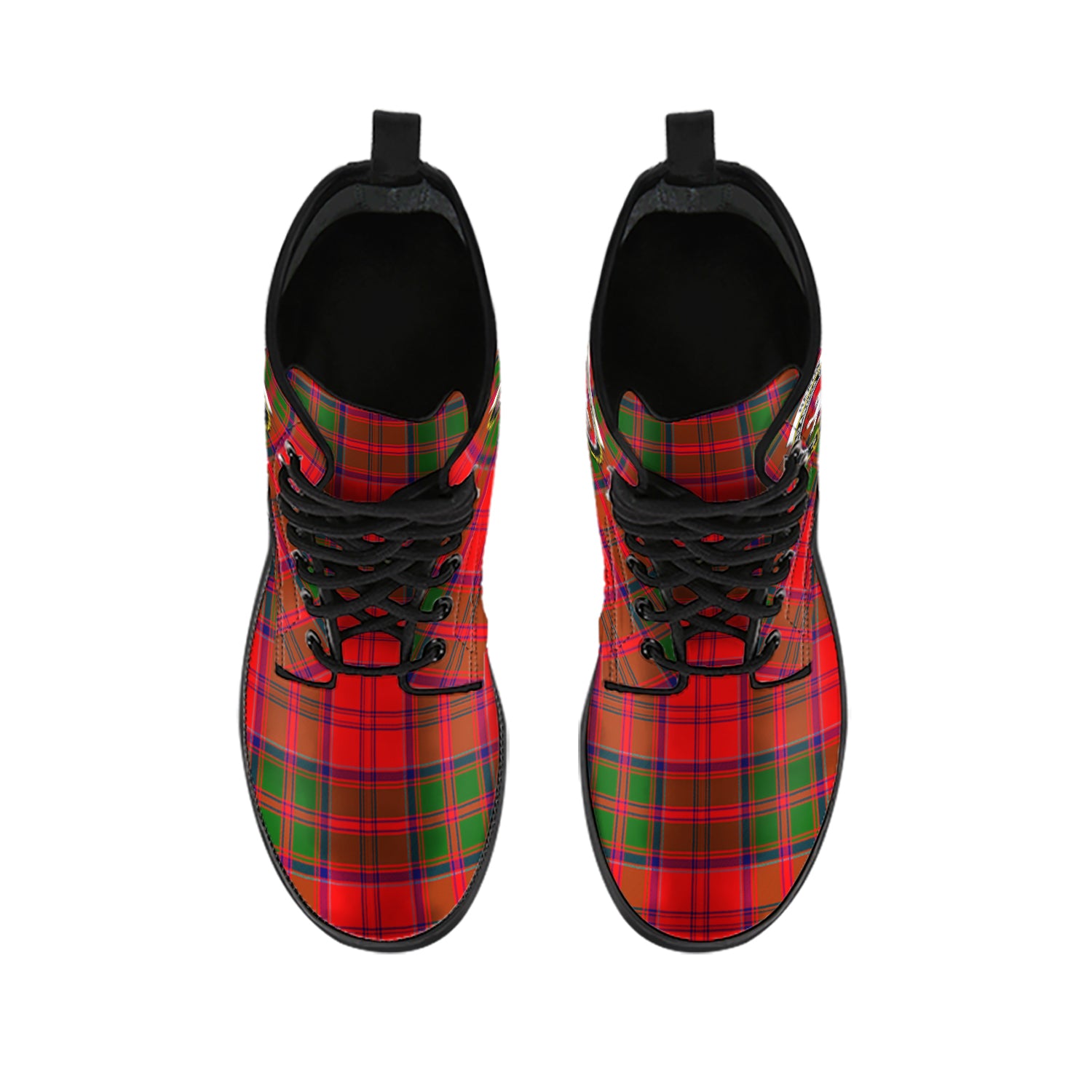 Heron Tartan Leather Boots with Family Crest - Tartan Vibes Clothing