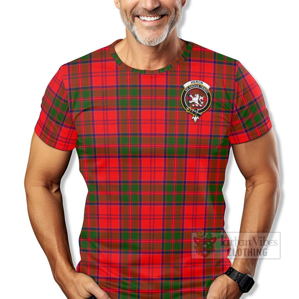 Heron Tartan T-Shirt with Family Crest Celtic Skull Style - Tartan Vibes Clothing