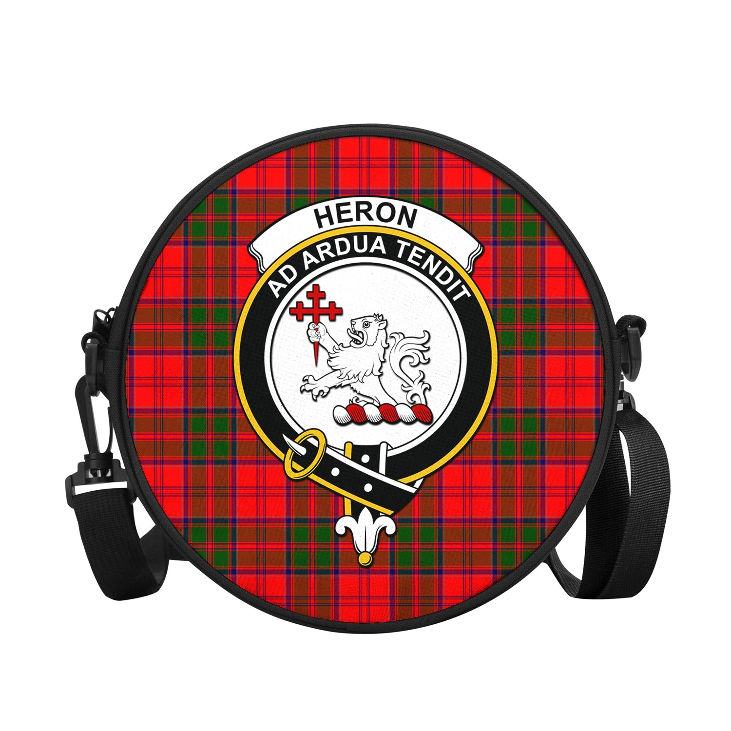 Heron Tartan Round Satchel Bags with Family Crest - Tartan Vibes Clothing