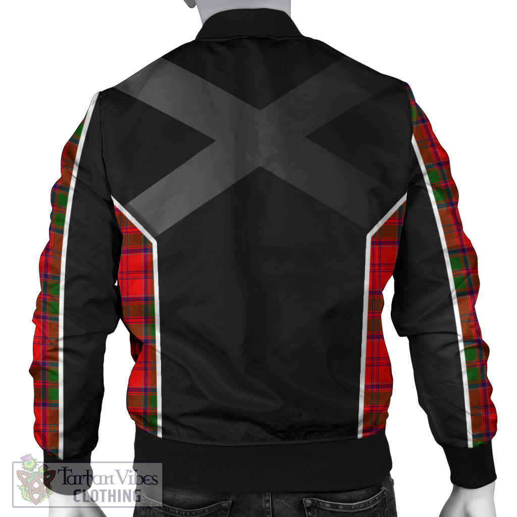 Tartan Vibes Clothing Heron Tartan Bomber Jacket with Family Crest and Scottish Thistle Vibes Sport Style