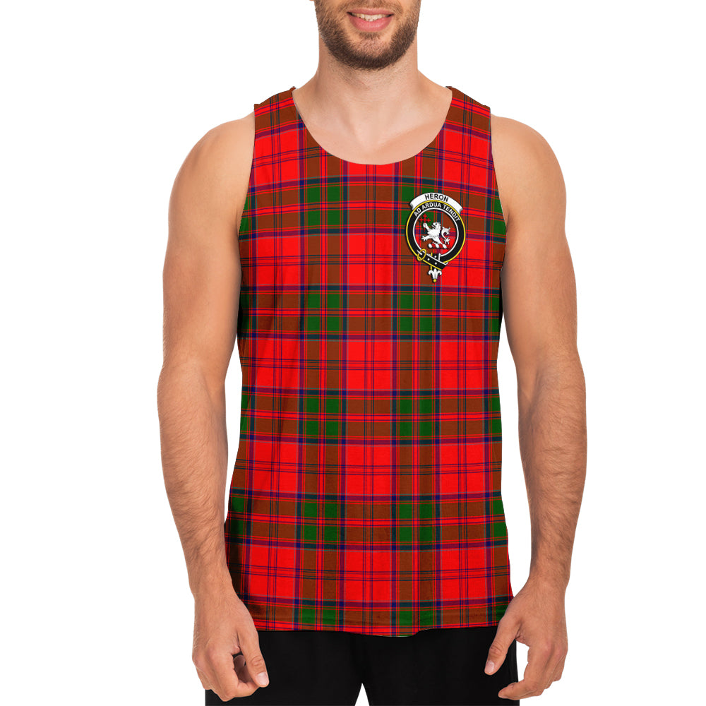 Heron Tartan Mens Tank Top with Family Crest - Tartan Vibes Clothing
