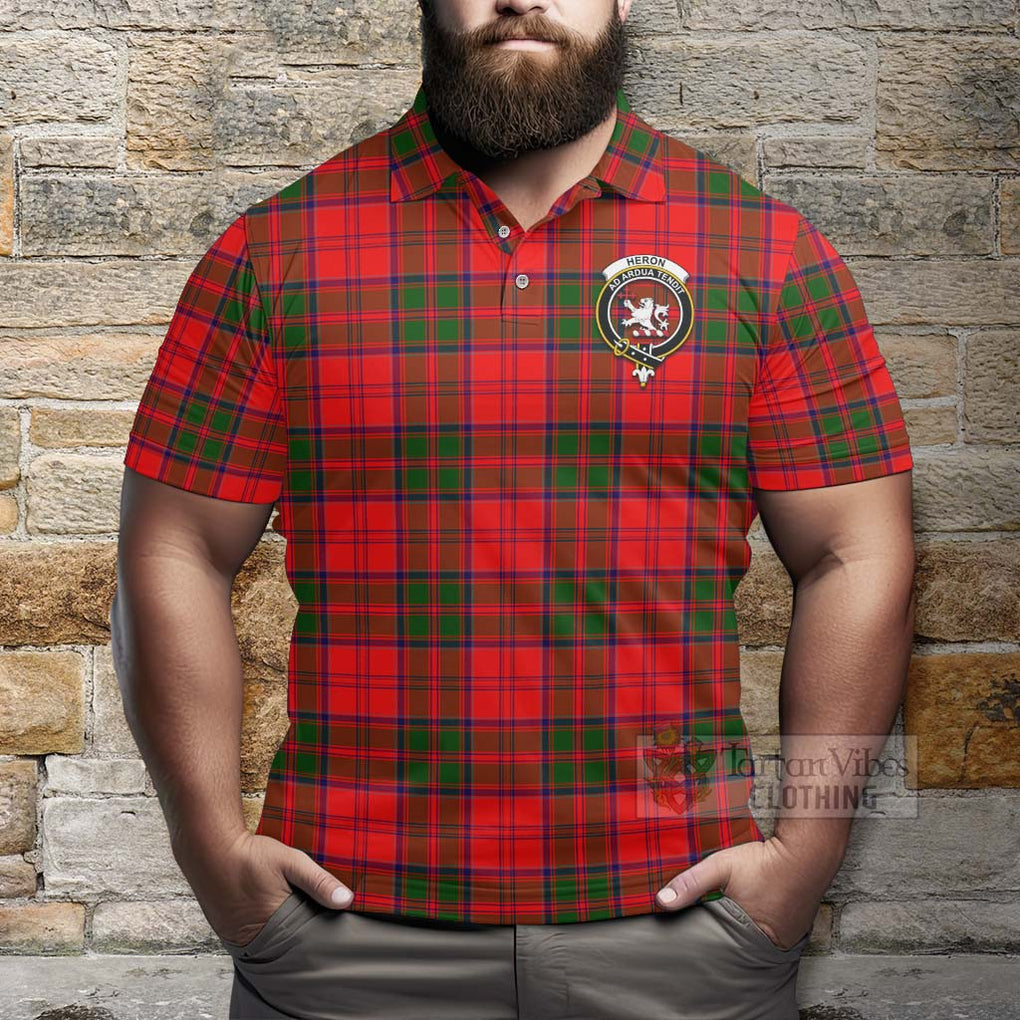 Heron Tartan Polo Shirt with Family Crest Celtic Skull Style - Tartan Vibes Clothing
