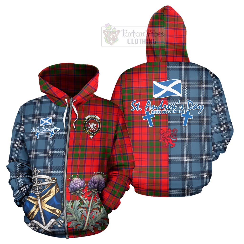 Heron Tartan Hoodie Happy St. Andrew's Day Half Tartan Style - Tartan Vibes Clothing