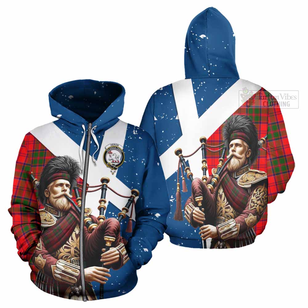 Heron Tartan Hoodie with Family Crest Scottish Bagpiper Vibes - Tartan Vibes Clothing