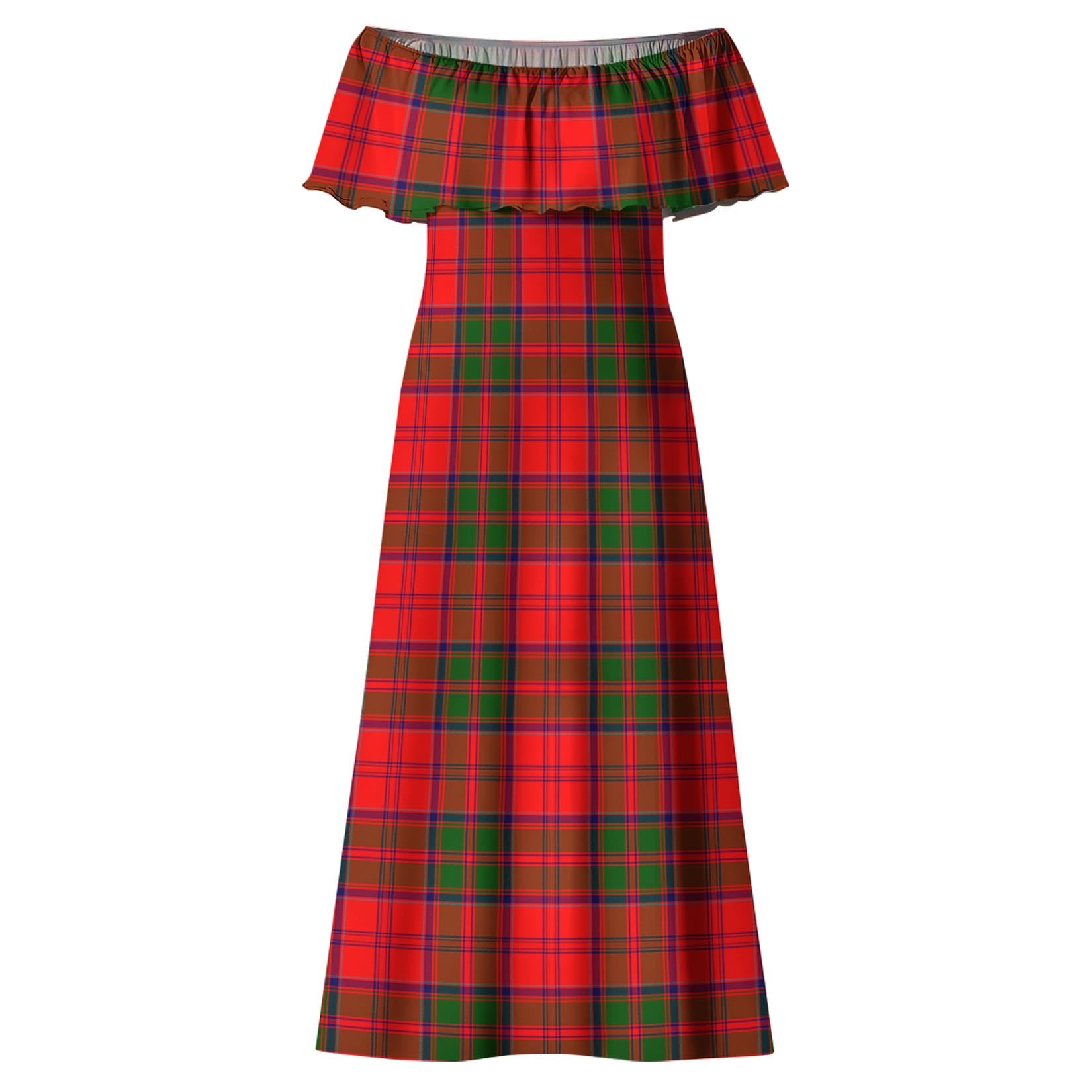 Heron Tartan Off Shoulder Long Dress - Tartan Vibes Clothing