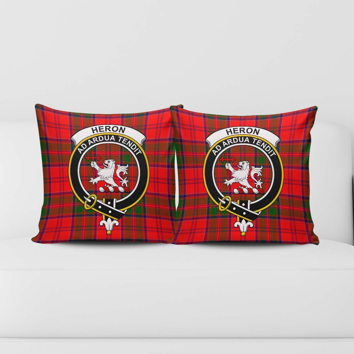 Heron Tartan Pillow Cover with Family Crest - Tartan Vibes Clothing