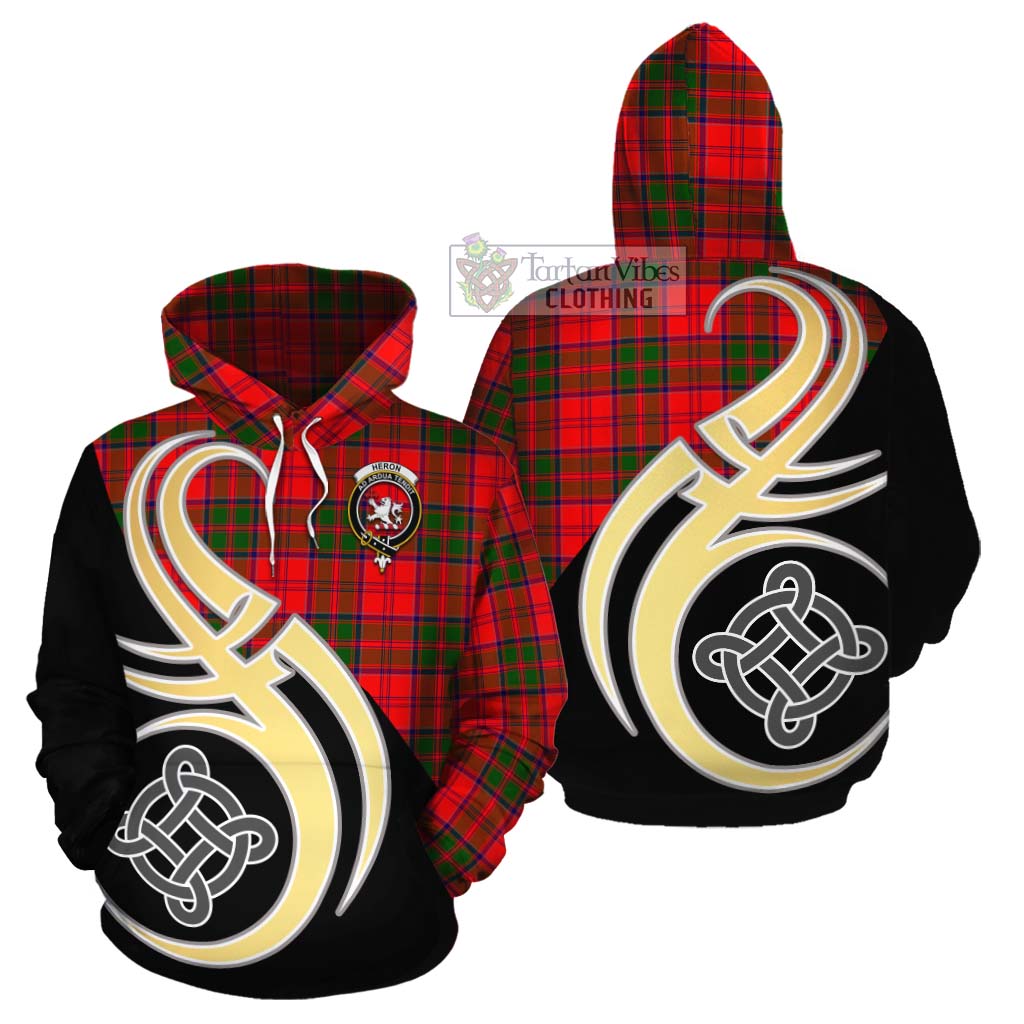 Heron Tartan Cotton Hoodie with Family Crest and Celtic Symbol Style Zip Hoodie - Tartan Vibes Clothing