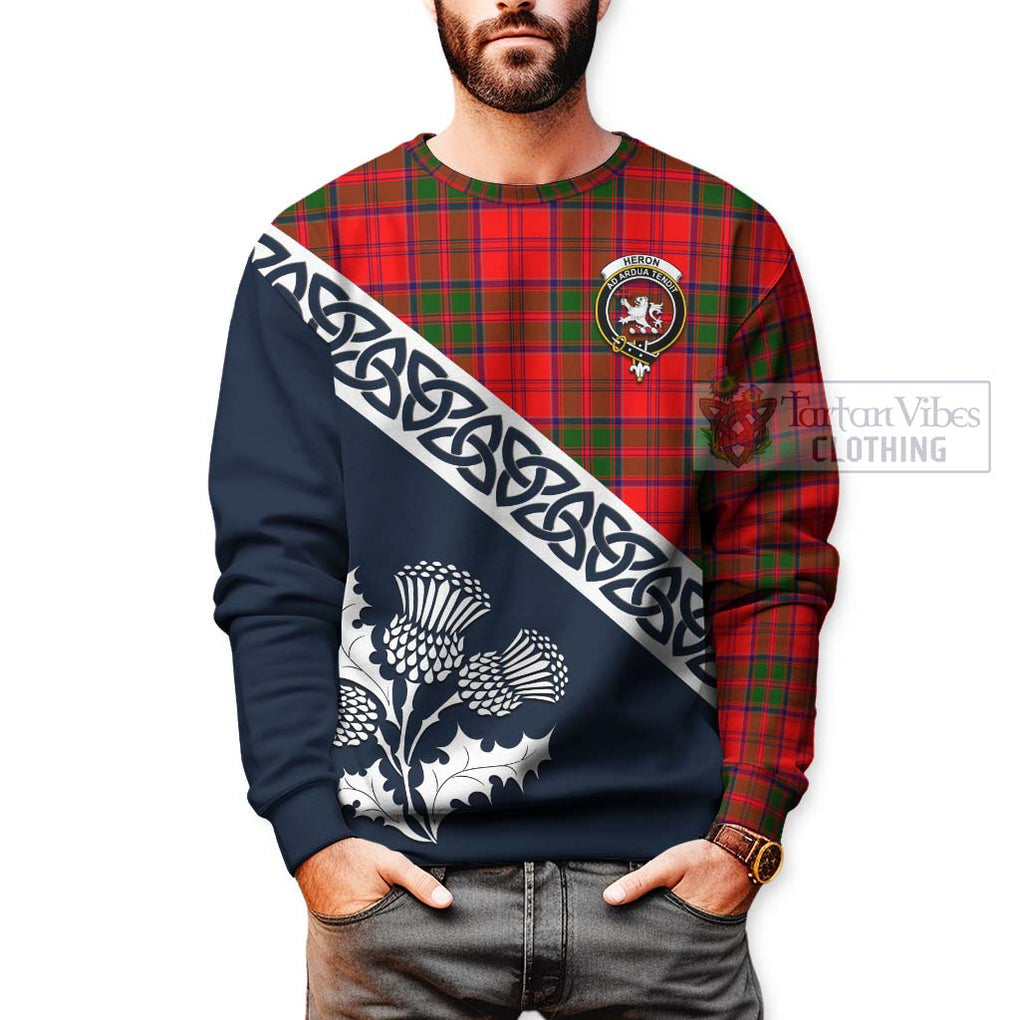 Heron Tartan Sweatshirt Featuring Thistle and Scotland Map - Tartan Vibes Clothing