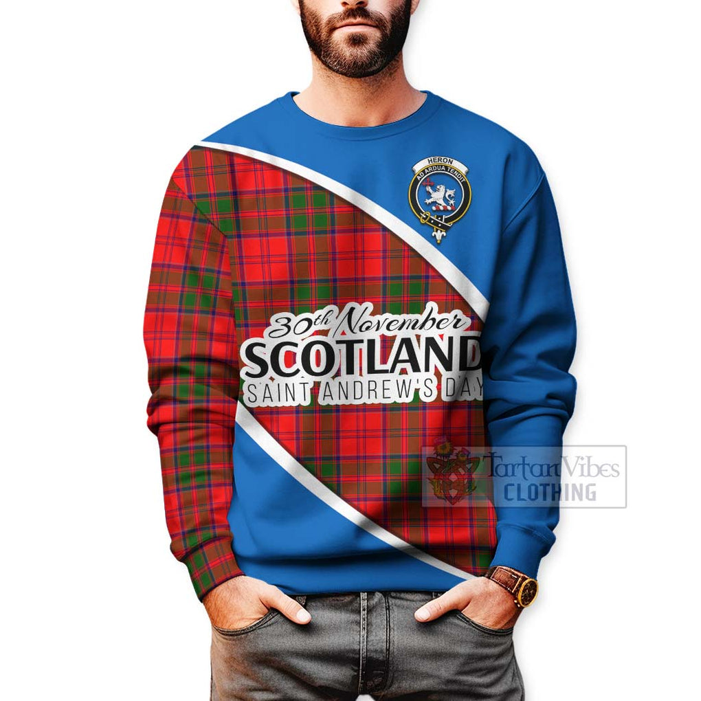 Heron Family Crest Tartan Sweatshirt Celebrate Saint Andrew's Day in Style - Tartan Vibes Clothing