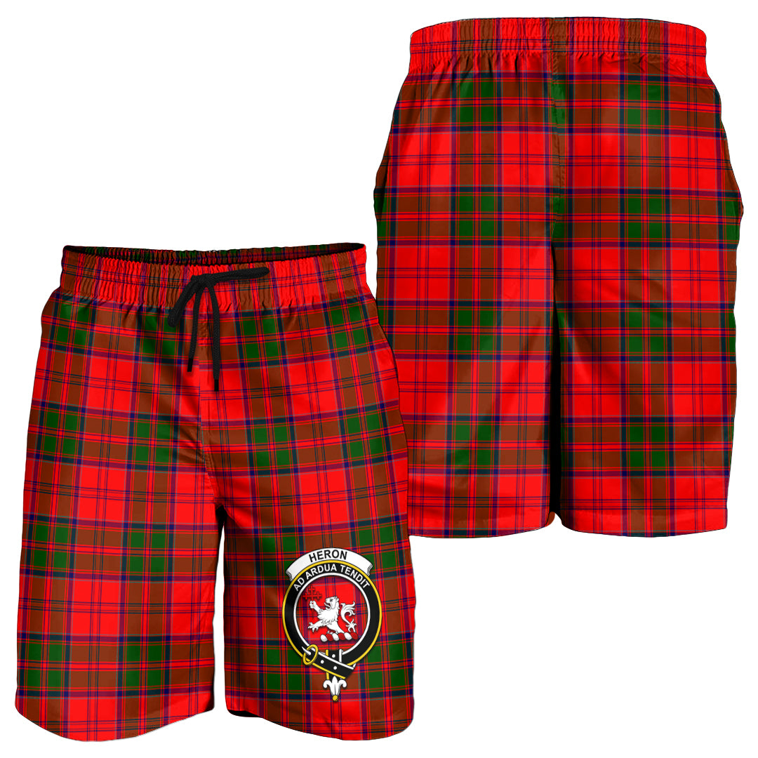 Heron Tartan Mens Shorts with Family Crest - Tartan Vibes Clothing