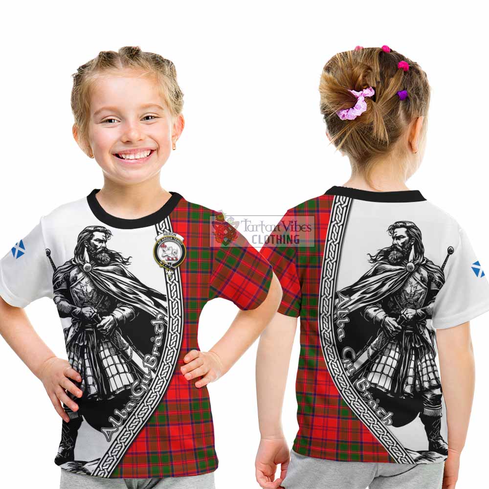Heron Tartan Clan Crest Kid T-Shirt with Highlander Warrior Celtic Style - Tartan Vibes Clothing