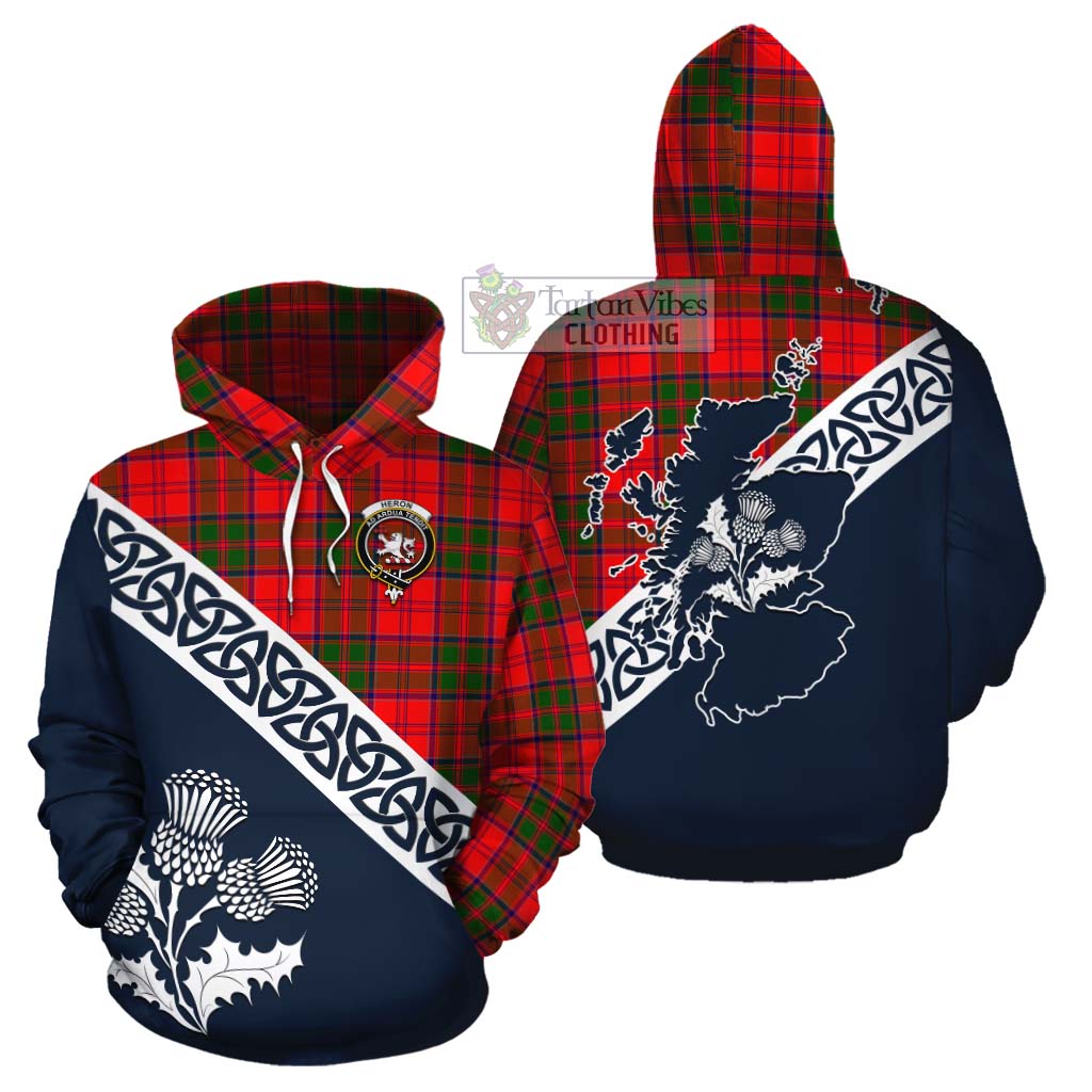 Heron Tartan Cotton Hoodie Featuring Thistle and Scotland Map Zip Hoodie - Tartan Vibes Clothing