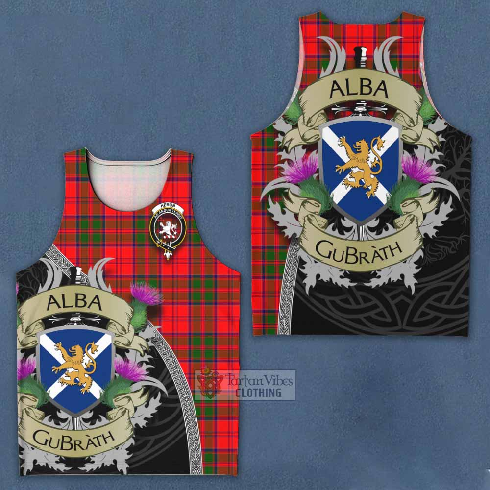 Heron Tartan Family Crest Men's Tank Top Lion Rampant Royal Thistle Shield Celtic Inspired - Tartan Vibes Clothing