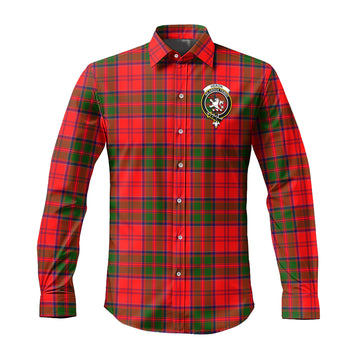 Heron Tartan Long Sleeve Button Up Shirt with Family Crest Men's Shirt - Tartan Vibes Clothing
