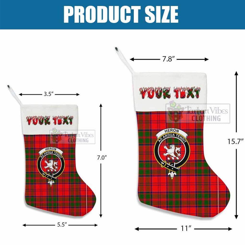 Heron Tartan Family Crest Christmas Stocking with Personalized Text - Tartan Vibes Clothing
