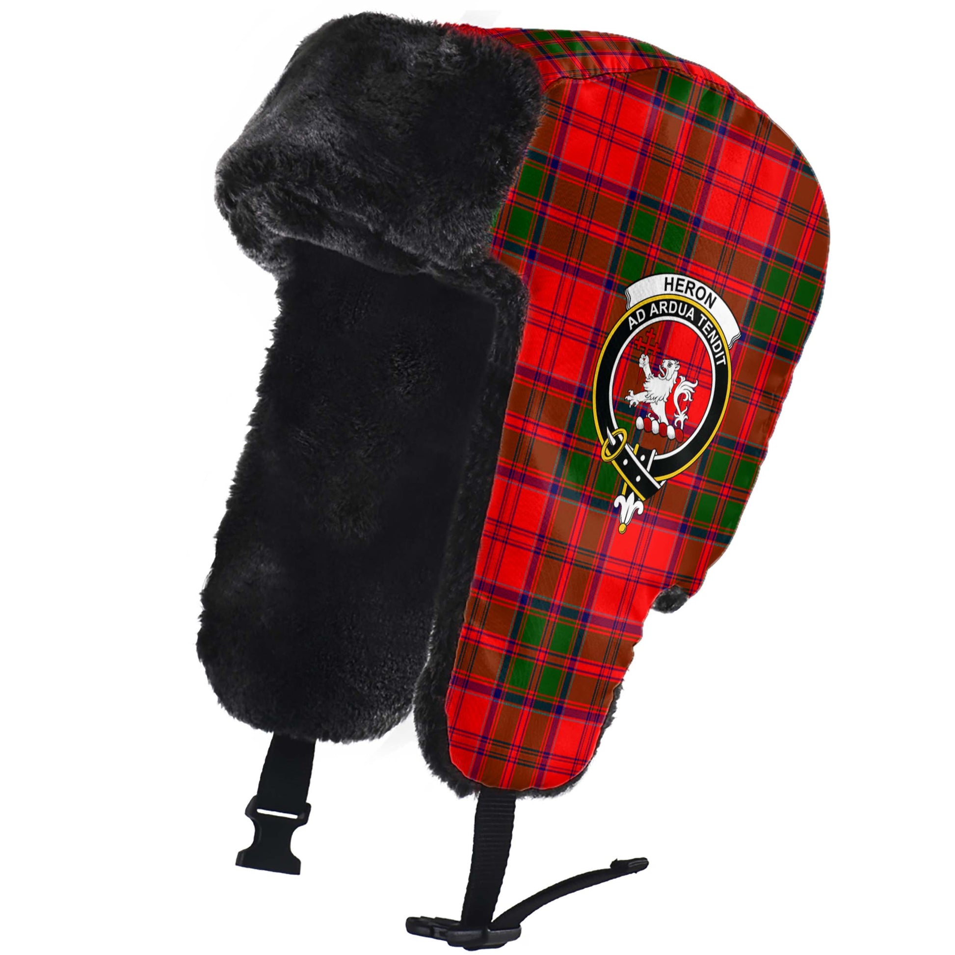 Heron Tartan Winter Trapper Hat with Family Crest - Tartan Vibes Clothing