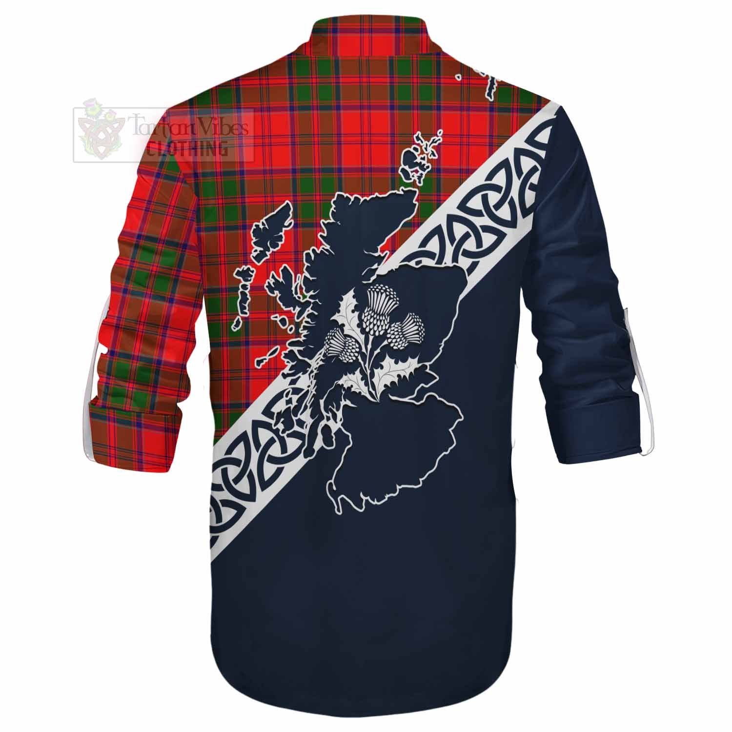 Heron Tartan Ghillie Kilt Shirt Featuring Thistle and Scotland Map - Tartan Vibes Clothing