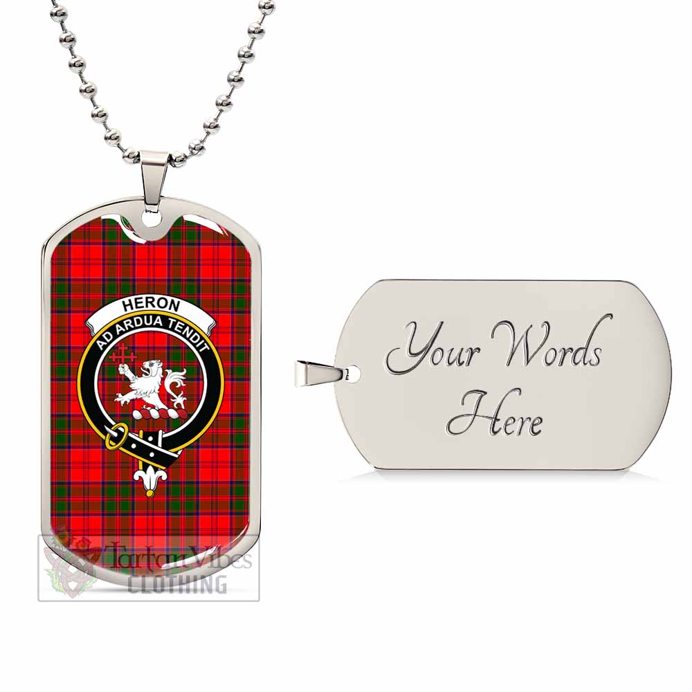 Heron Tartan Dog Tag Necklace with Family Crest Silver Yes - Tartan Vibes Clothing