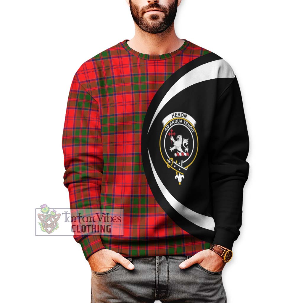 Heron Tartan Sweatshirt with Family Crest Circle Style - Tartan Vibes Clothing