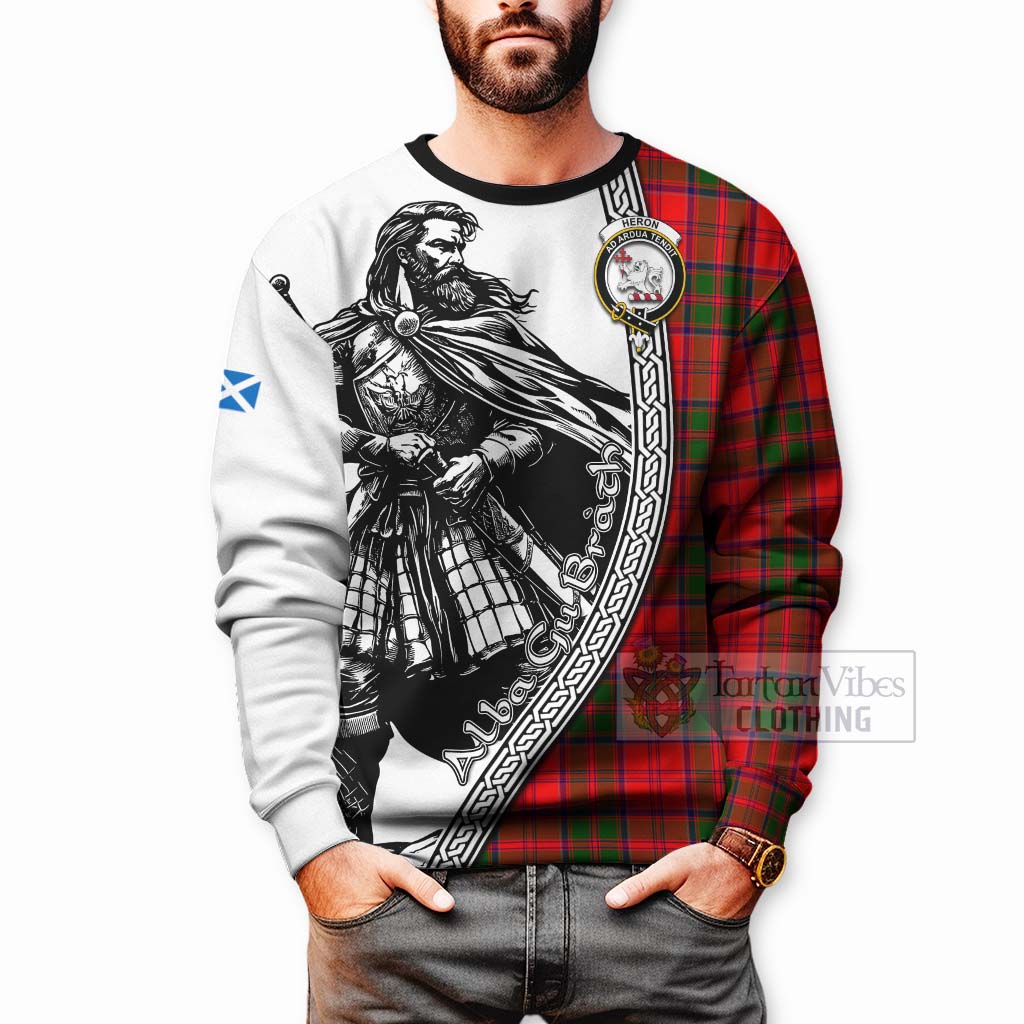 Heron Tartan Clan Crest Sweatshirt with Highlander Warrior Celtic Style - Tartan Vibes Clothing