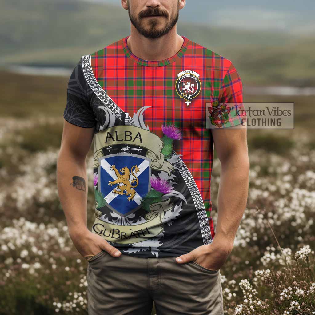 Heron Tartan Family Crest T-Shirt Lion Rampant Royal Thistle Shield Celtic Inspired - Tartan Vibes Clothing