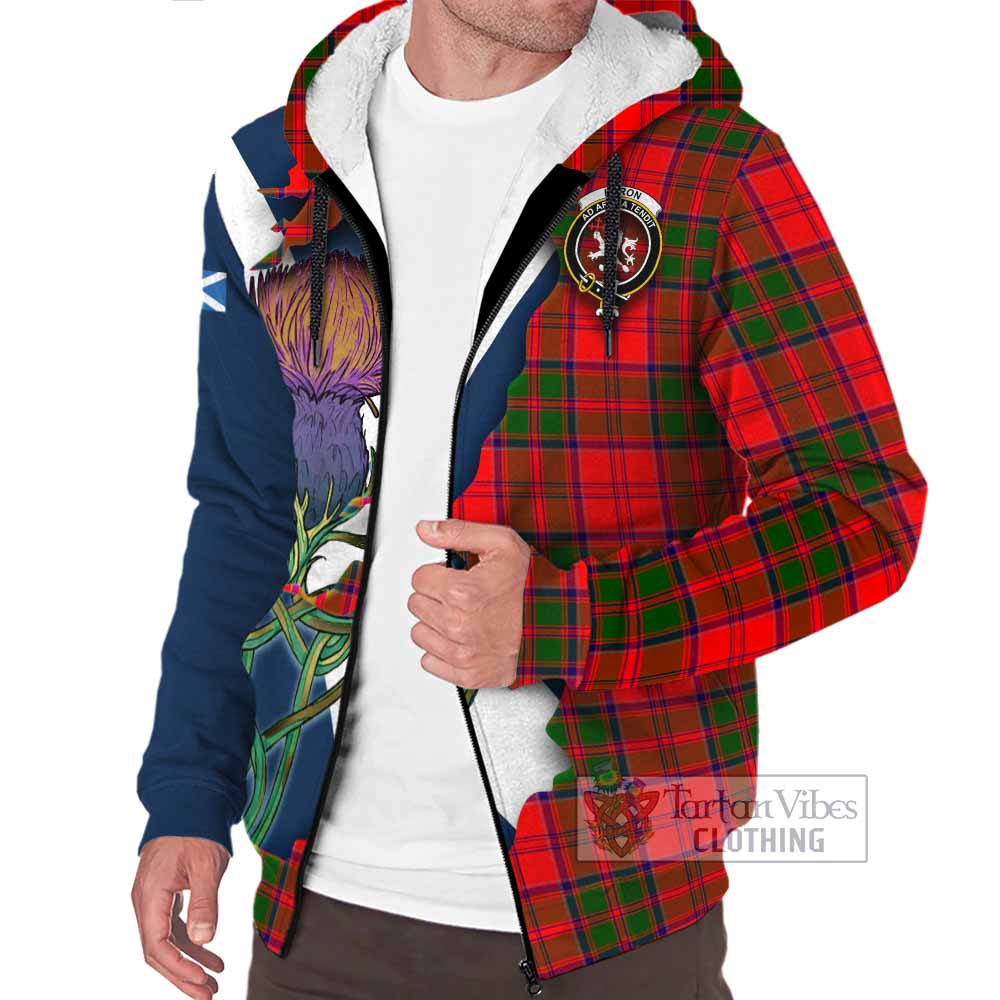 Tartan Vibes Clothing Heron Tartan Family Crest Sherpa Hoodie Scottish Thistle Celtic Inspired