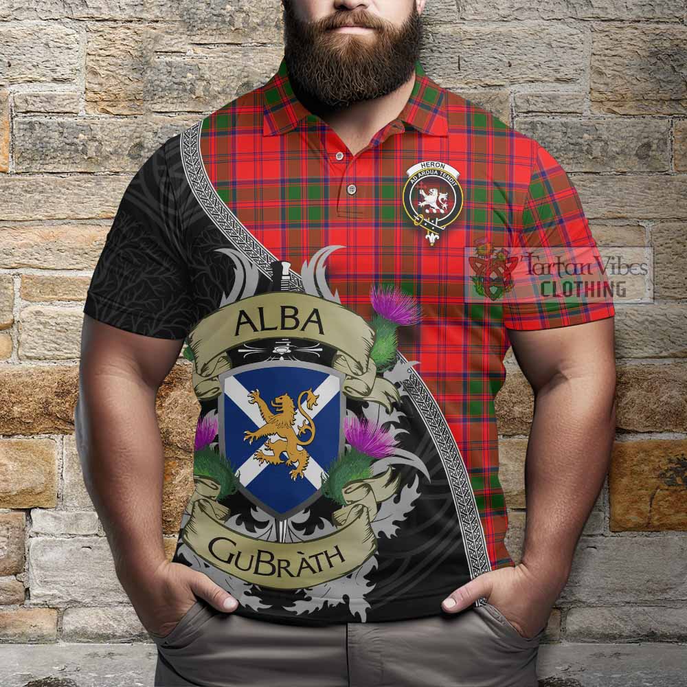Heron Tartan Family Crest Polo Shirt Lion Rampant Royal Thistle Shield Celtic Inspired - Tartan Vibes Clothing