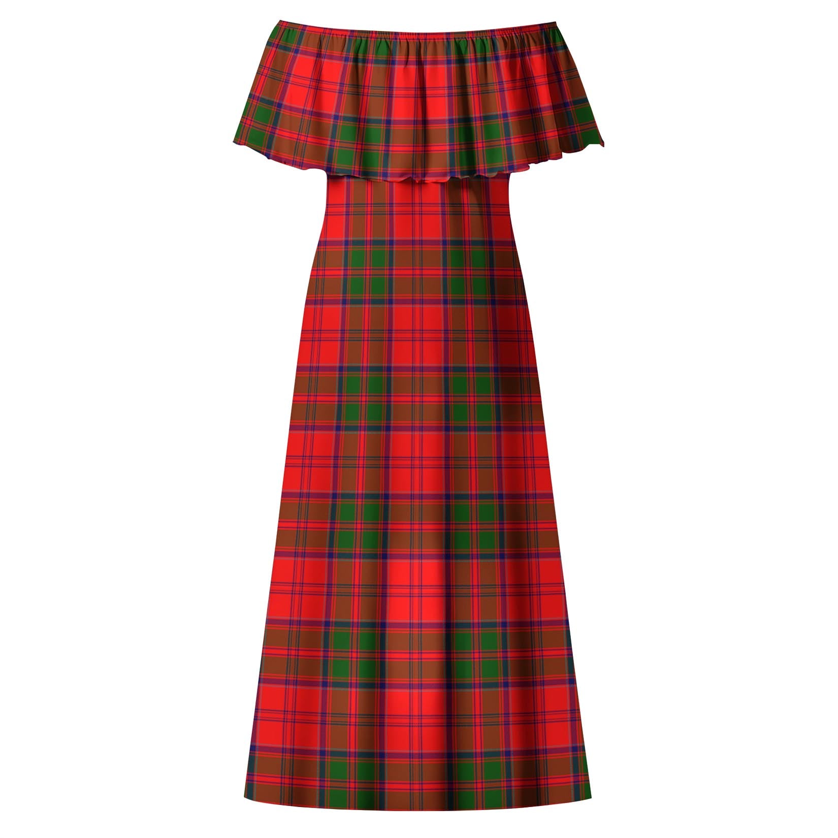 Heron Tartan Off Shoulder Long Dress - Tartan Vibes Clothing