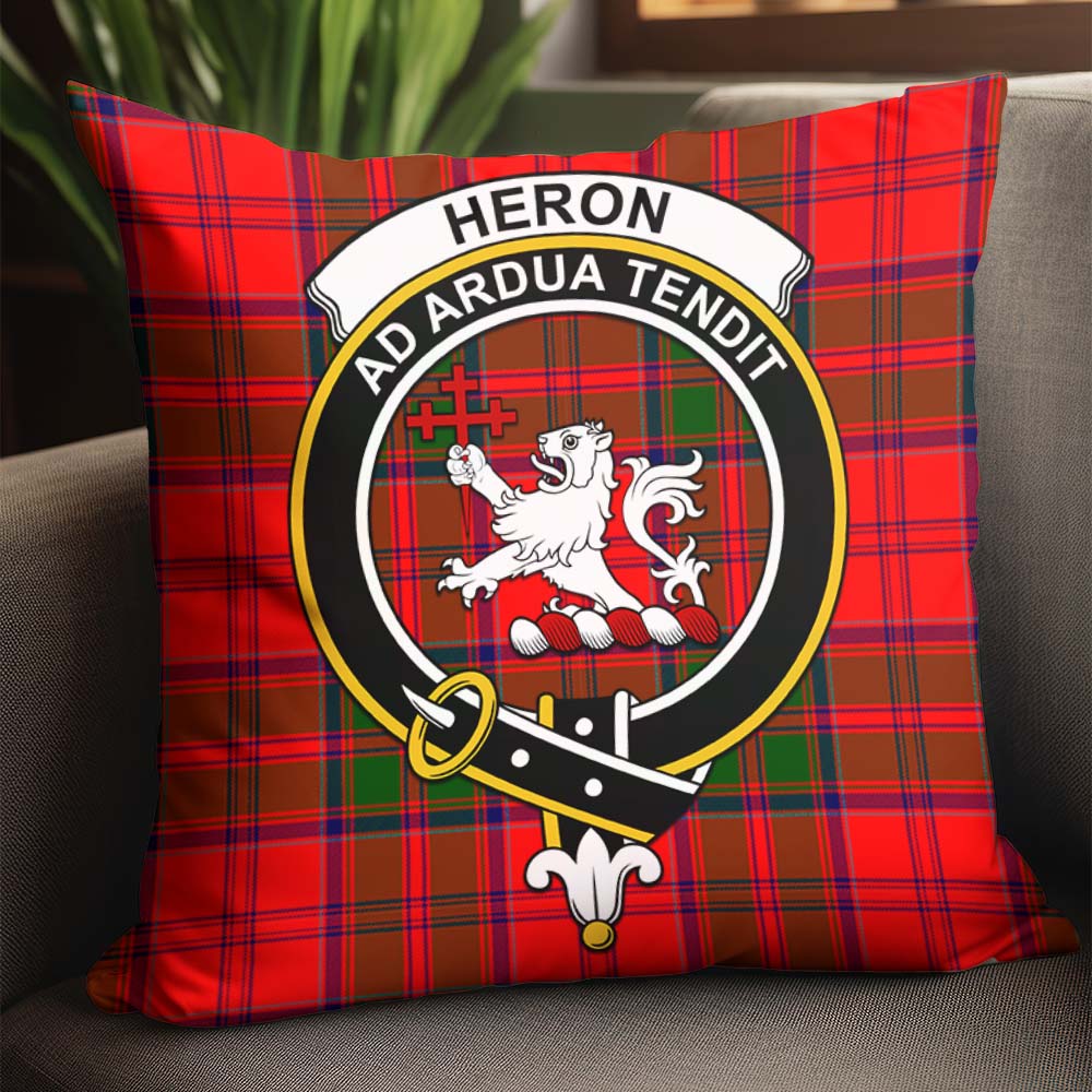 Heron Tartan Pillow Cover with Family Crest - Tartan Vibes Clothing
